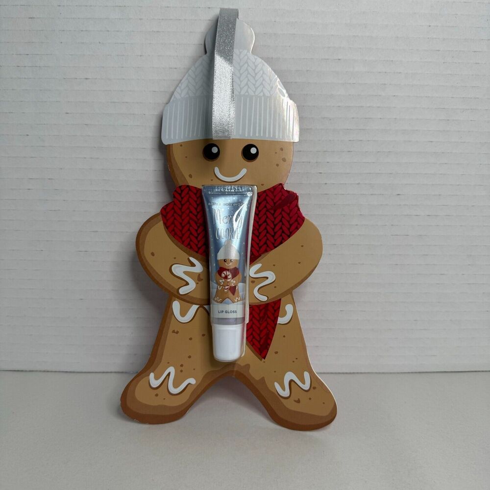 Bath & Body Works Merry Cookie Lip Gloss Gingerbread Ornament Card .47 Fl Oz NEW